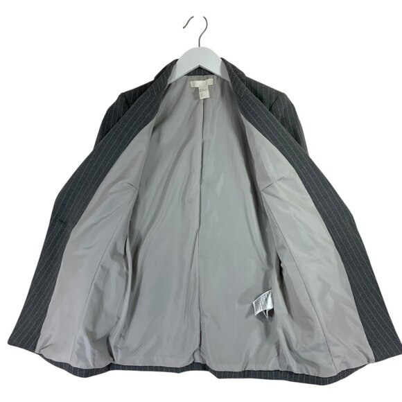 Single-Breasted Blazer light gray mélange/pinstriped size 2 H & M - Picture 4 of 14